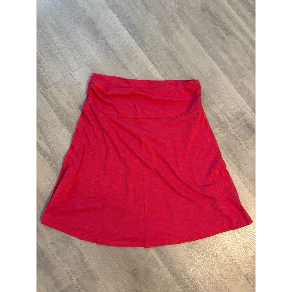 Toad & Co Small Women's Pull on A-Line Chaka Skirt Stretch Coral Blaze Red New